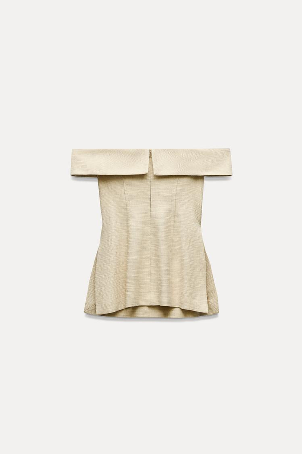 ZARA ТОП С ОТКРЫТЫМИ ПЛЕЧАМИ И БОКОВЫМИ РАЗРЕЗАМИ, СВЕТЛО-БЕЖЕВЫЙ