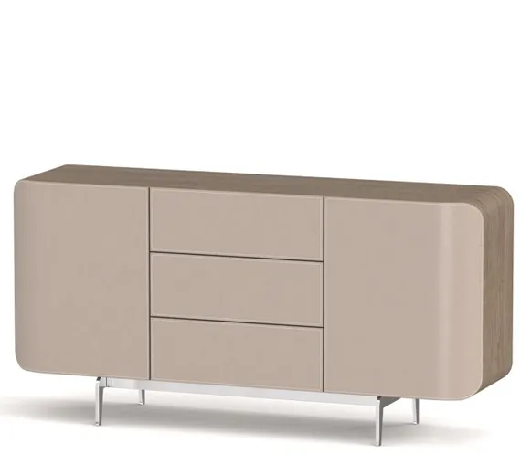 Комод SG-46, 160х76 см, бежевая экокожа, шпон ореха