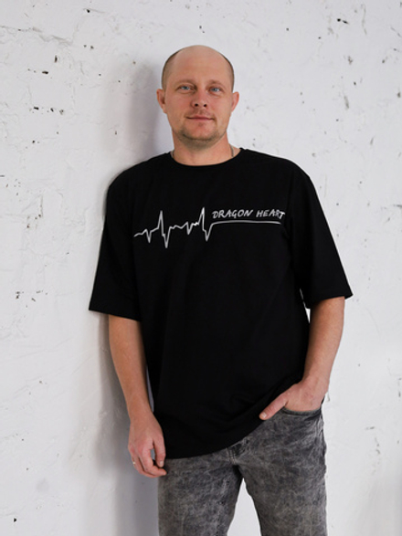 Футболка овер "Dragon heart" unisex, черная