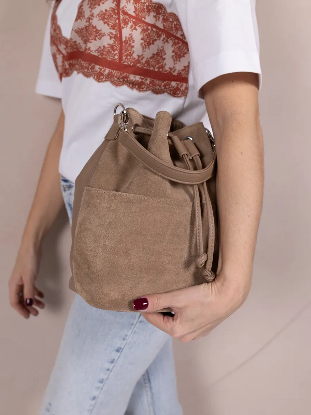 сумка через плечо маленькая натуральная замша