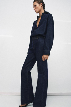 ZARA ДЖИНСОВАЯ РУБАШКА ZW COLLECTION, СИНИЙ