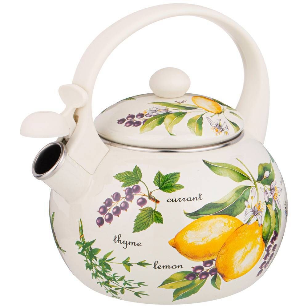 ЧАЙНИК AGNESS ЭМАЛИРОВАННЫЙ СО СВИСТКОМ, СЕРИЯ "СЕКРЕТНЫЕ ИНГРЕДИЕНТЫ"2,2Л, ИНДУКЦИОННОЕ ДНО