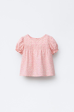 ZARA РУБАШКА ИЗ ТКАНИ С ЦВЕТОЧНЫМ ПРИНТОМ, РОЗОВЫЙ