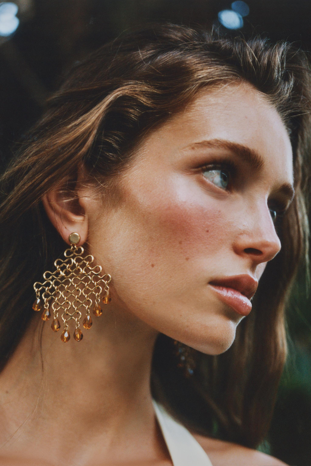 ZARA МЕТАЛЛИЧЕСКИЕ СЕРЬГИ С БУСИНАМИ, ЗОЛОТИСТЫЙ