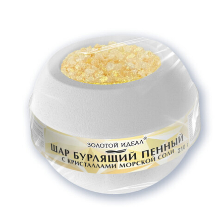 Шар бурлящий пенный 210 г с кристаллами морской соли, бомбочка для ванны, WHITE, ЗОЛОТОЙ ИДЕАЛ, 701938