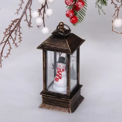 Сувенир с подсветкой «Фонарь с весёлым снеговиком» 5,3*5,3*12,5 см