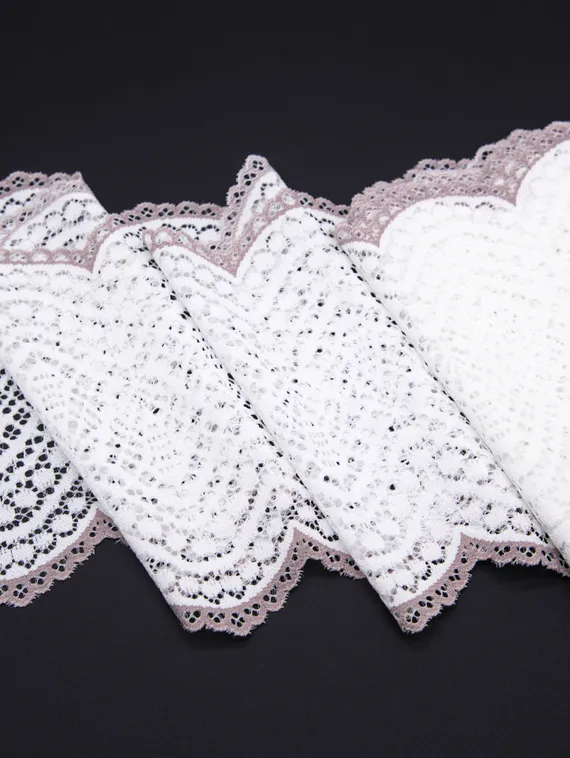 03-177 ОПТ Кружево эластичное 17 см, белый/темно-лиловый