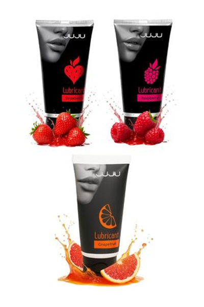 Набор из 3 съедобных лубрикантов JUJU (клубника, малина, грейпфрут)