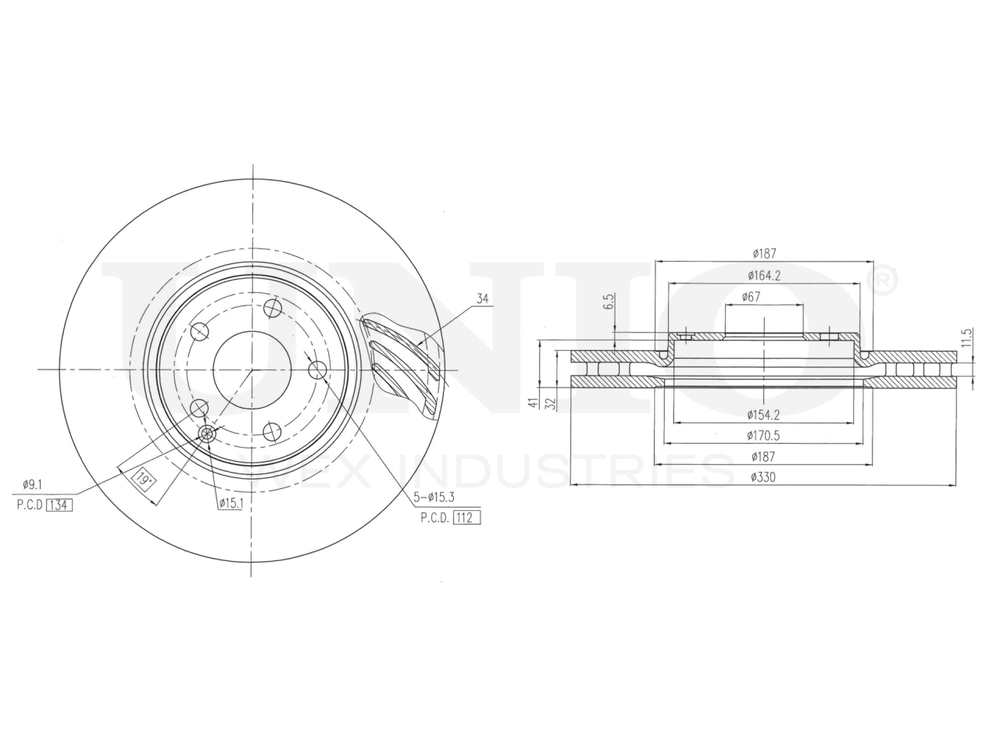 Диск тормозной передний UNIO BRD-20566