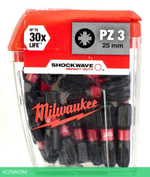 Бита Milwaukee Shockwave PZ3 25мм 25шт (4932430869)