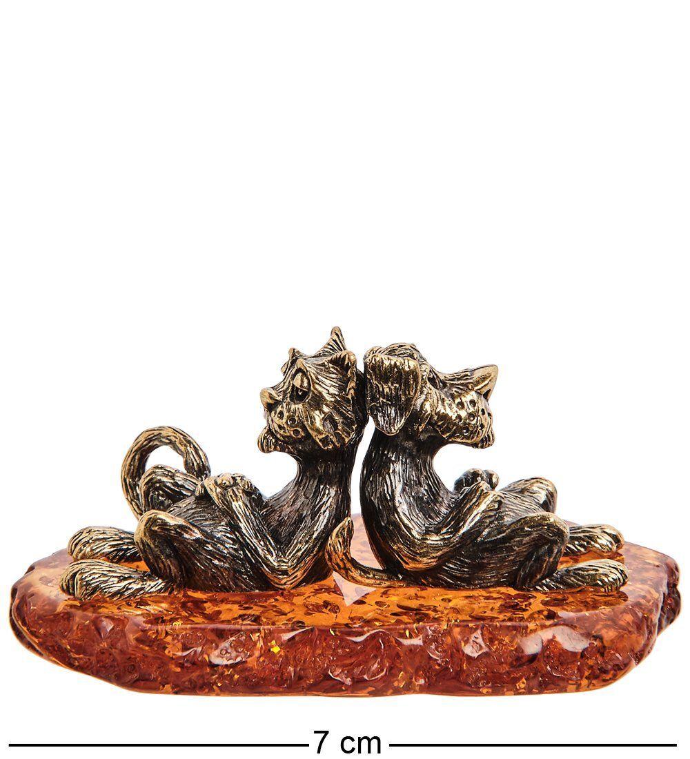Народные промыслы AM-3091 Фигурка «Кот и пес Жизнь удалась» (латунь, янтарь)