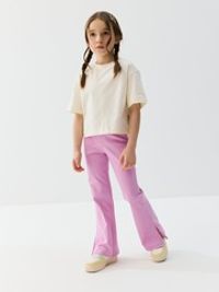 Брюки клеш с разрезами "Сиреневый крокус" из джинскота