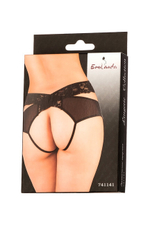 Эротические трусики с высокой посадкой,перекрестными кружевными полосами (46-48) (Цвет: черный)
