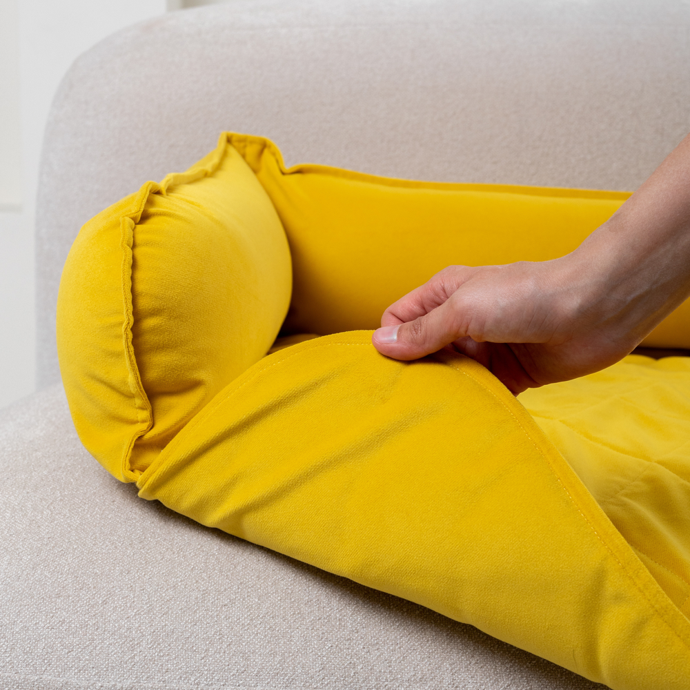 Диванный лежак из микровелюра, желтый 90х60 Rachel WOW