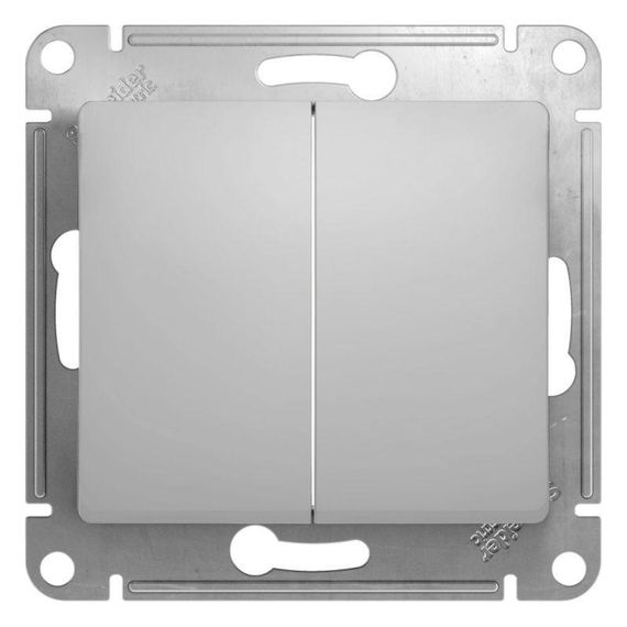 Переключатель двухклавишный проходной Schneider Electric Glossa 10A 250V алюминий GSL000365