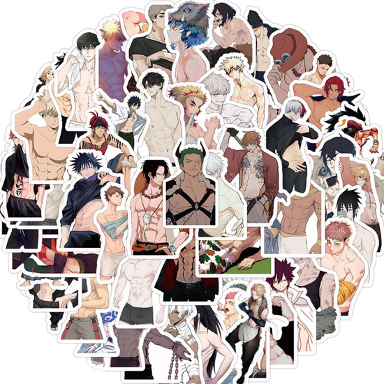 Наклейки для стикер бомбинга "Аниме Микс" Мужчины (60 шт.)