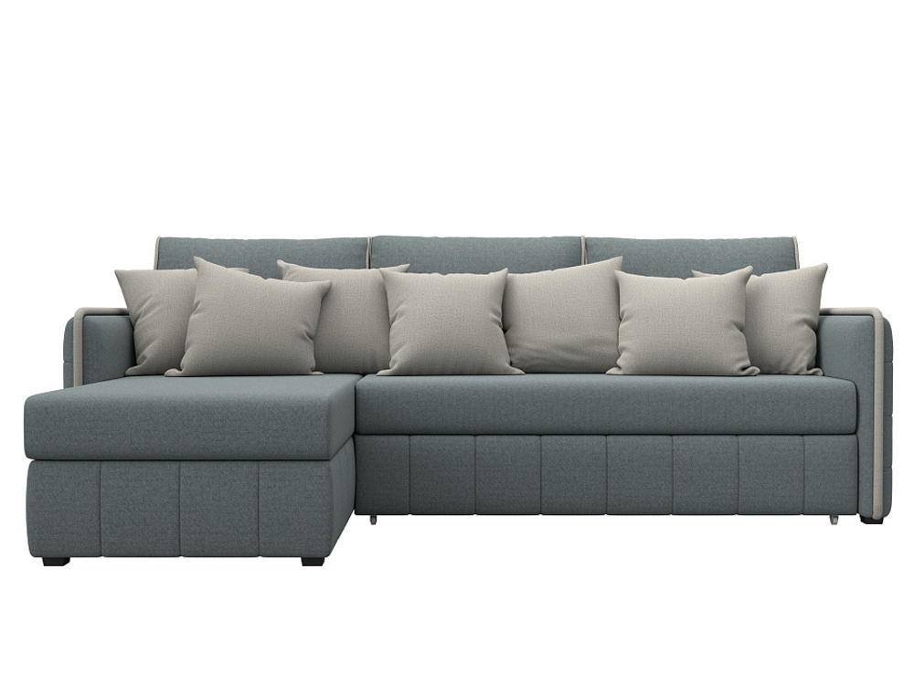 Диван угловой Лига-078 угол левый РОГОЖКА Амур 07 серый/Амур 02 бежевый