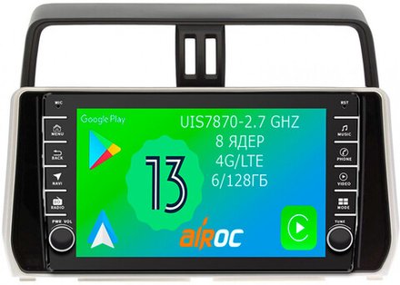 Магнитола для Toyota Land Cruiser Prado 150 2017-2023 - Airoc AB-1126 (кнопки и крутилки), Android 13, TS20, 6/128Гб, SIM-слот, CarPlay