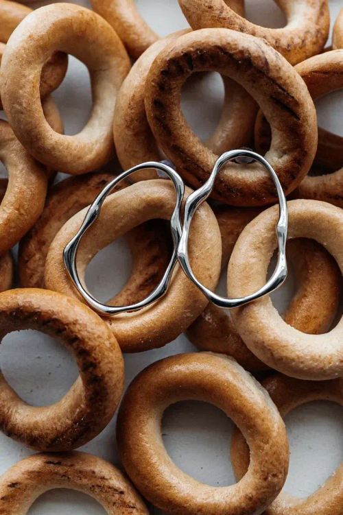 Серьги "Лужи" в серебре