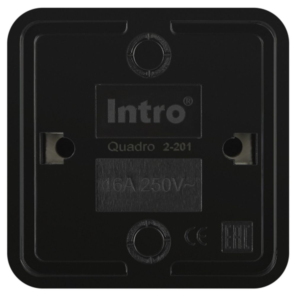 Розетка Intro Quadro 2-201-05 без заземления IP20 16А-250В ОУ антрацит | Intro
