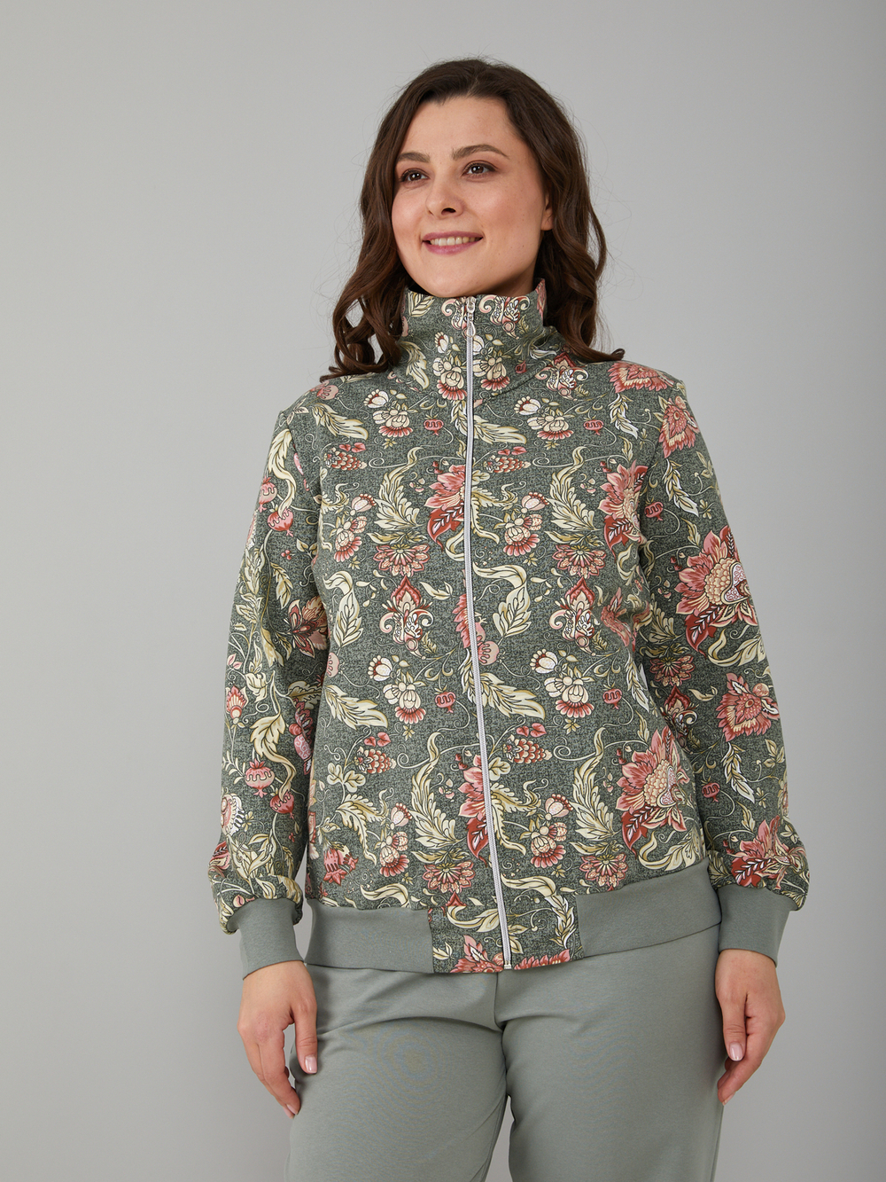 Костюм с брюками КБ-184/фисташка-мифическиецветы