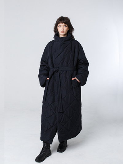 Пальто-одеяло унисекс с воротником "Кутанка". Черное