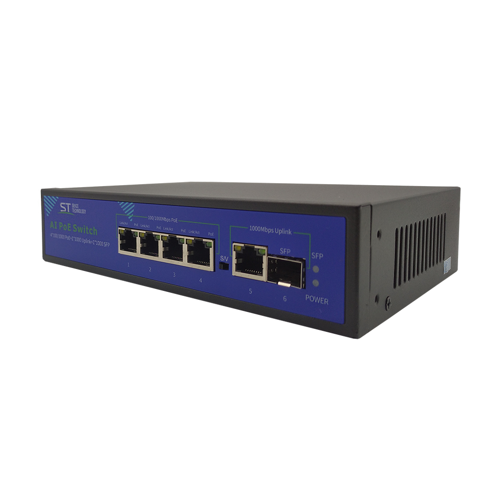 Коммутатор 4 PoE порта ST-S42POE(4G/1G/1S/65W/А) PRO (версия 2)