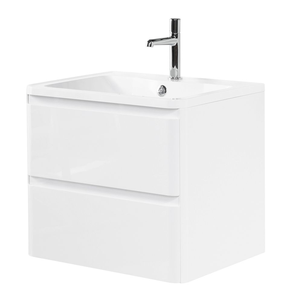 Тумба подвесная с раковиной BelBagno ALBANO-600-2C-SO-BL Bianco Lucido, раковина BB600/455-LV-MR-ALR