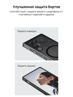 Чехол с Магсейф для Nubia Red Magic 11 Air прозрачный матовый с черным бортом WLONS