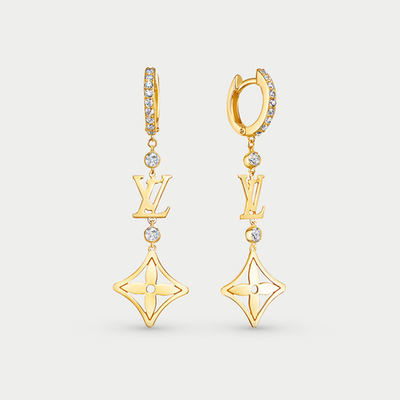 Серьги женские с фианитами из желтого золота 585 пробы