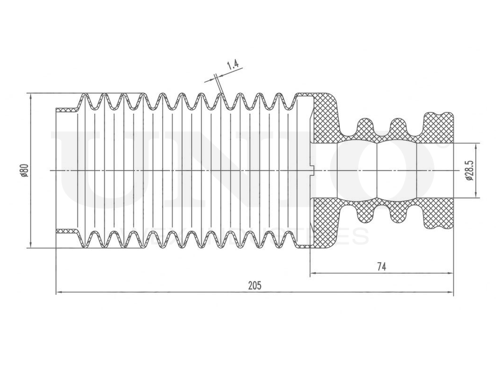 Пыльник переднего амортизатора UNIO DUC-10014