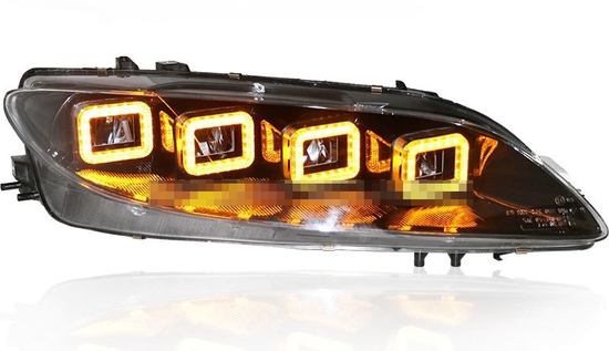 Передние фары Мазда 6 2002-2008 GG V10 type [Комплект Л+П; полностью светодиодные; электрокорректор; динамичный поворотник]