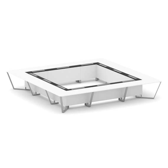 Steel Meet Стол переговорный квадратный KMK-PR.B.SP-24K Белый Бриллиант/Графит Глянец/Металл Серый 4