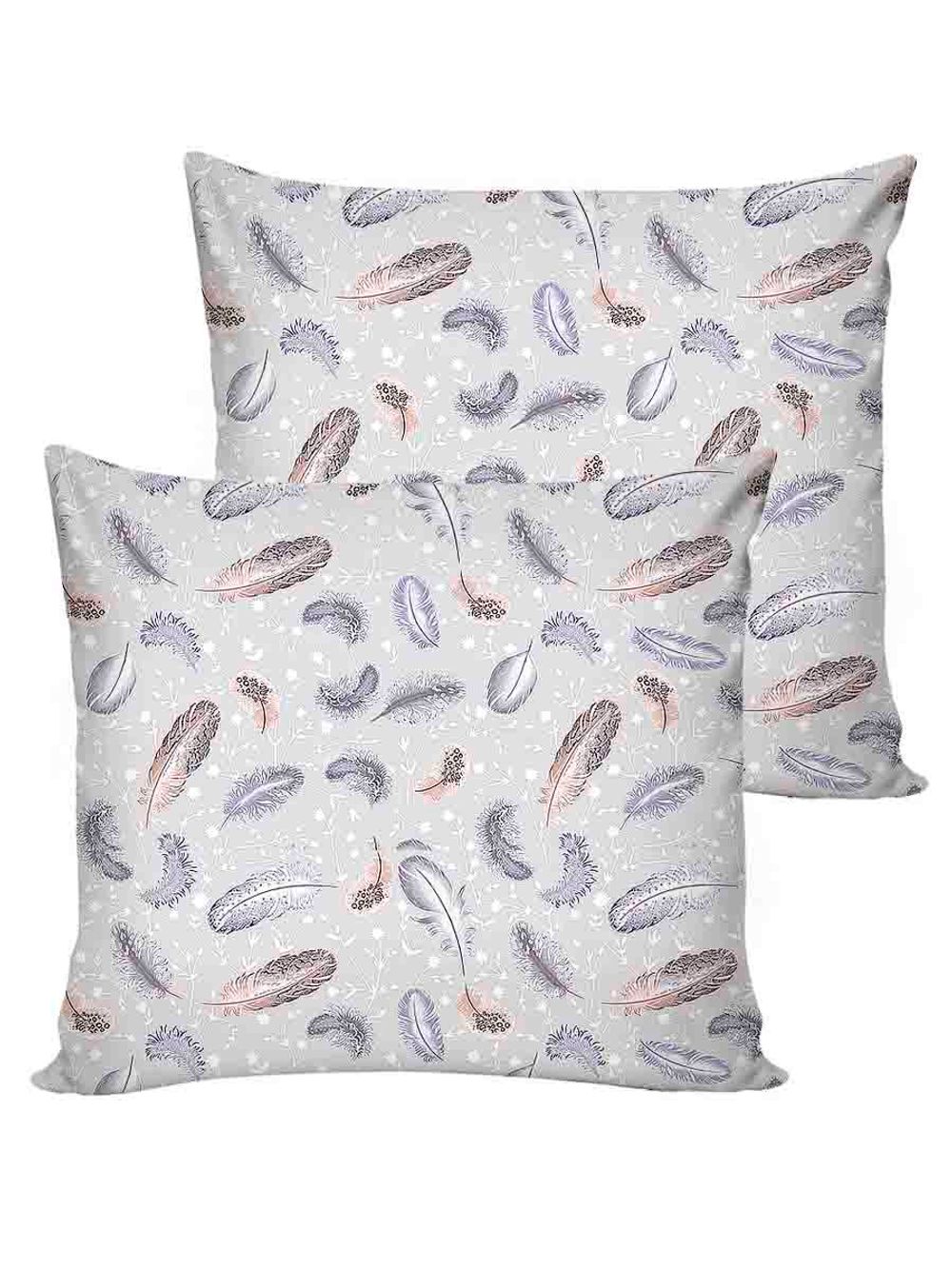 Постельное белье сатин Milky Garden "Перья" семейное  Наволочка 70х70 см 2 шт Простынь на резинке 160x200 см Пододеяльник 145x215 см 2шт