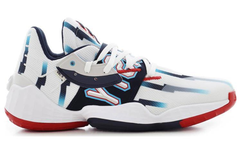 Adidas Harden x Reebok Iverson Harden Iverson round head lace-up fabric synthetic leather shock absorption non-slip low-top basketball shoes men's white blue red