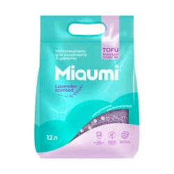 Miaumi tofu lavender scented наполнитель комкующийся соевый для кошачьего туалета, с нежным ароматом лаванды - 12 л (5 кг)