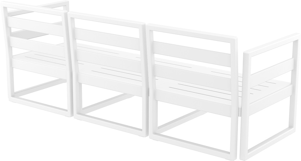 Диван пластиковый трехместный с подушками Siesta Contract Mykonos XL, белый, черный