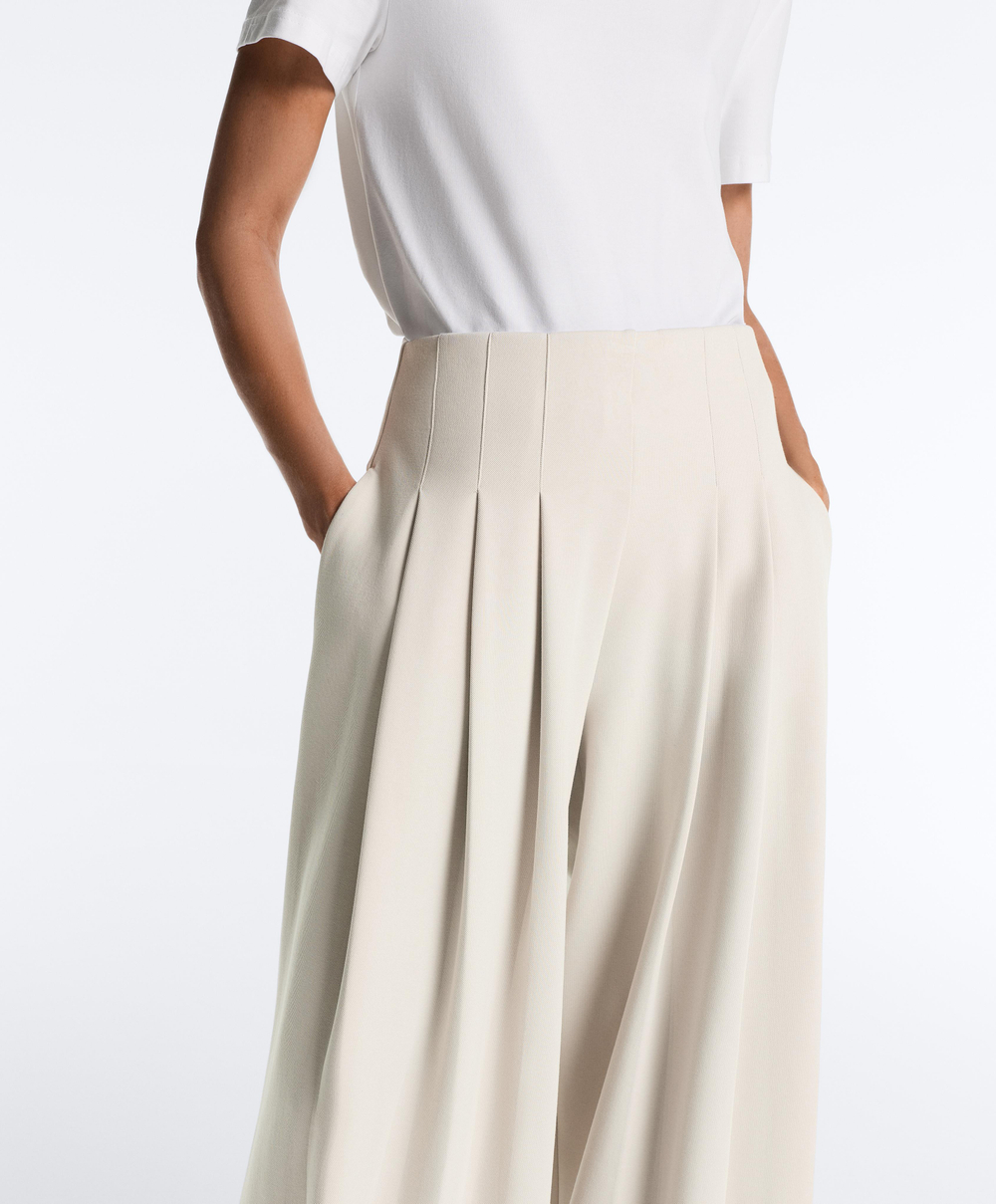 OYSHO Хлопковые широкие брюки-пике со складками, норка