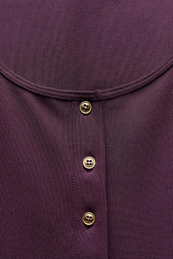 ZARA ТОП В РУБЧИК С ПУГОВИЦАМИ, БОРДОВЫЙ