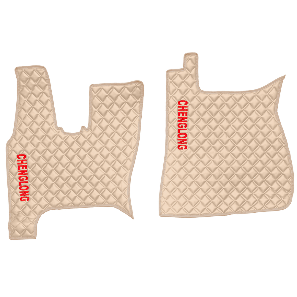 Ковры CHENGLONG (экокожа, бежевый, бежевый кант, красная вышивка)