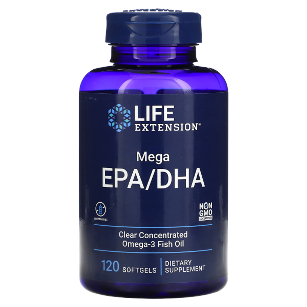 Life Extension Mega EPA/DHA 120 softgels , Омега 3 ЭПК/ДГК