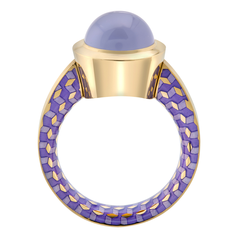 Кольцо с Халцедоном, Эмаль, R0178-20/8