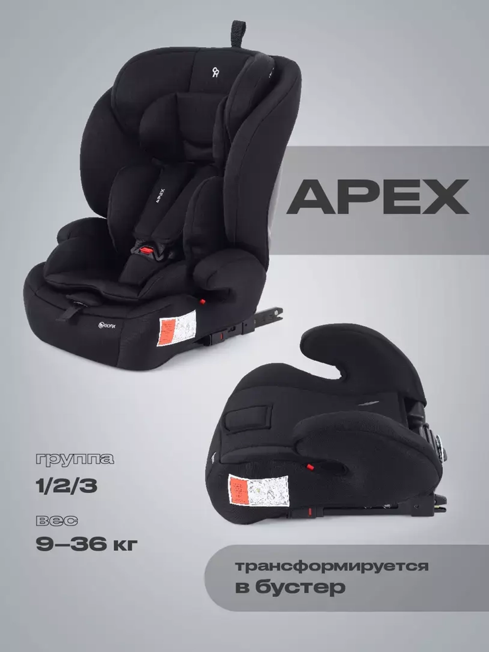 Автокресло RANT basic ZY27F "Apex" isofix группа 1-2-3 (9-36 кг)