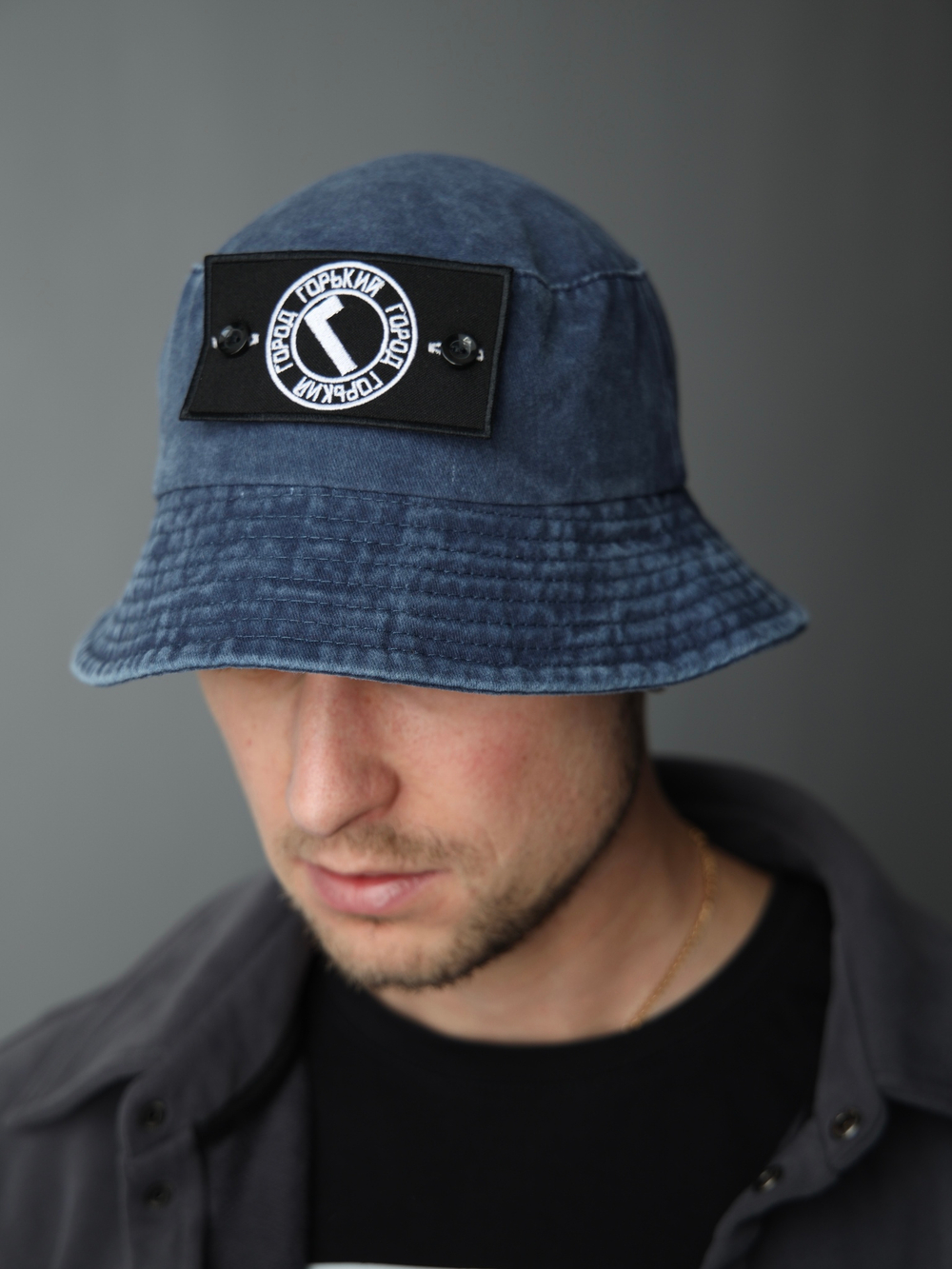 Панама город горький с патчем синий синяя