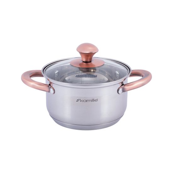 Набор кастрюль 8 предметов Kamille KM 4937 (1,5 л; 2 л; 3 л; 5 л.) из нержавеющей стали с ручками под медь