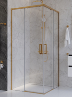 Душевой уголок Cezares PLANE-A-2-100-C-BORO, 100х100х195, профиль брашированное золото, стекло прозрачное