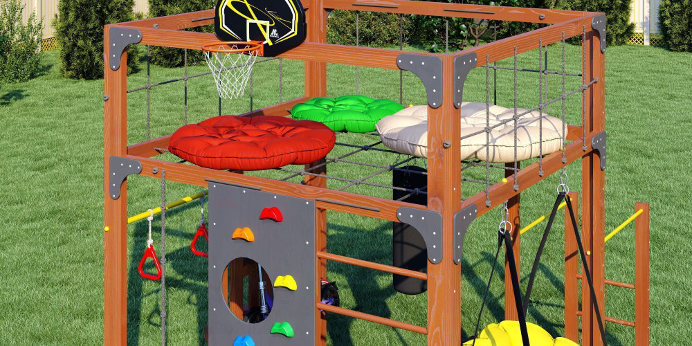 Детская площадка Савушка КУБ-1 (махагон) с подушками