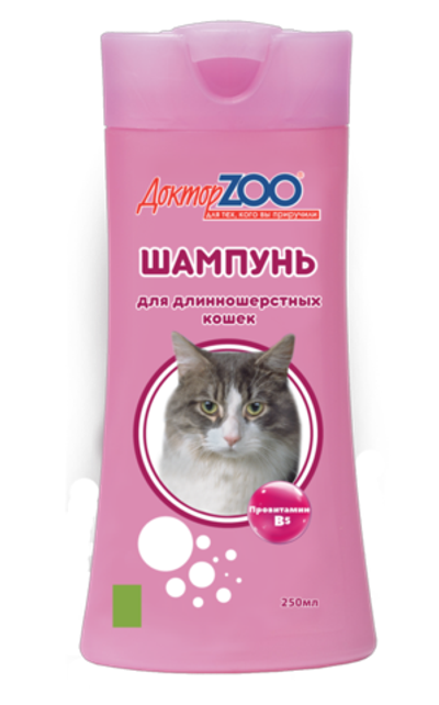 Доктор Зоо Шампунь для кошек длинношерстных 250мл.