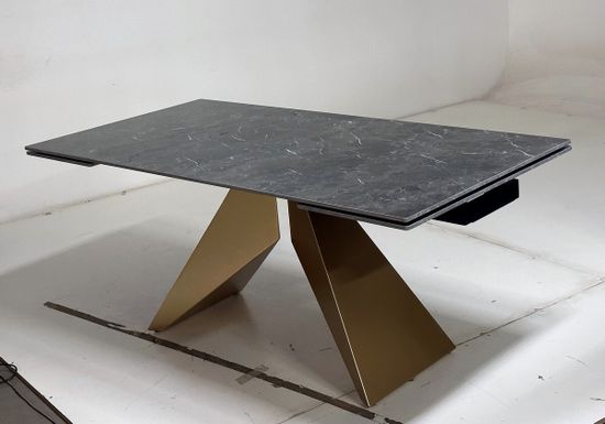 Стол ALES 180 BLACK GRAVE SOLID CERAMIC, керамика / бронзовый