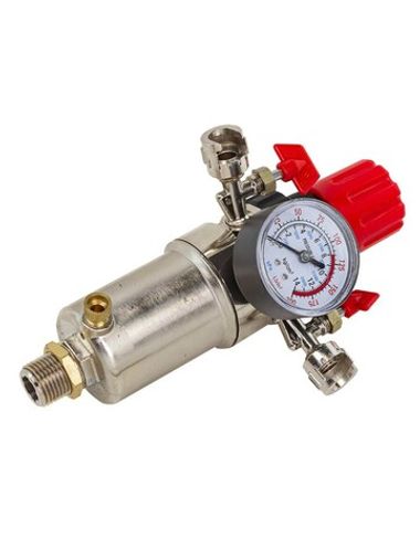 Фильтр-регулятор с индикатором давления для пневмосистем с б/с поворотными и краниками(10Мк, 800 л/мин, 0-14bar,раб. температура 5°-60°) Forsage F-SL4000-04B